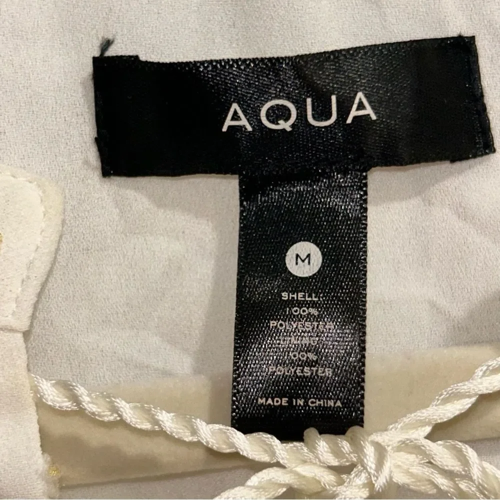 AQUA Tie Front Smocked Waist Ruffle Mini Dress